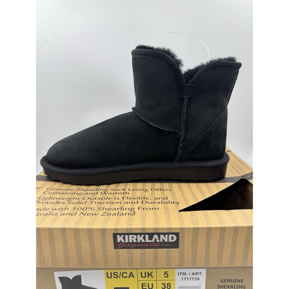 Kirkland Women's Shearling Scalloped Edge Suede Boot Booties Black NEW Size 7 - Picture 8 of 16